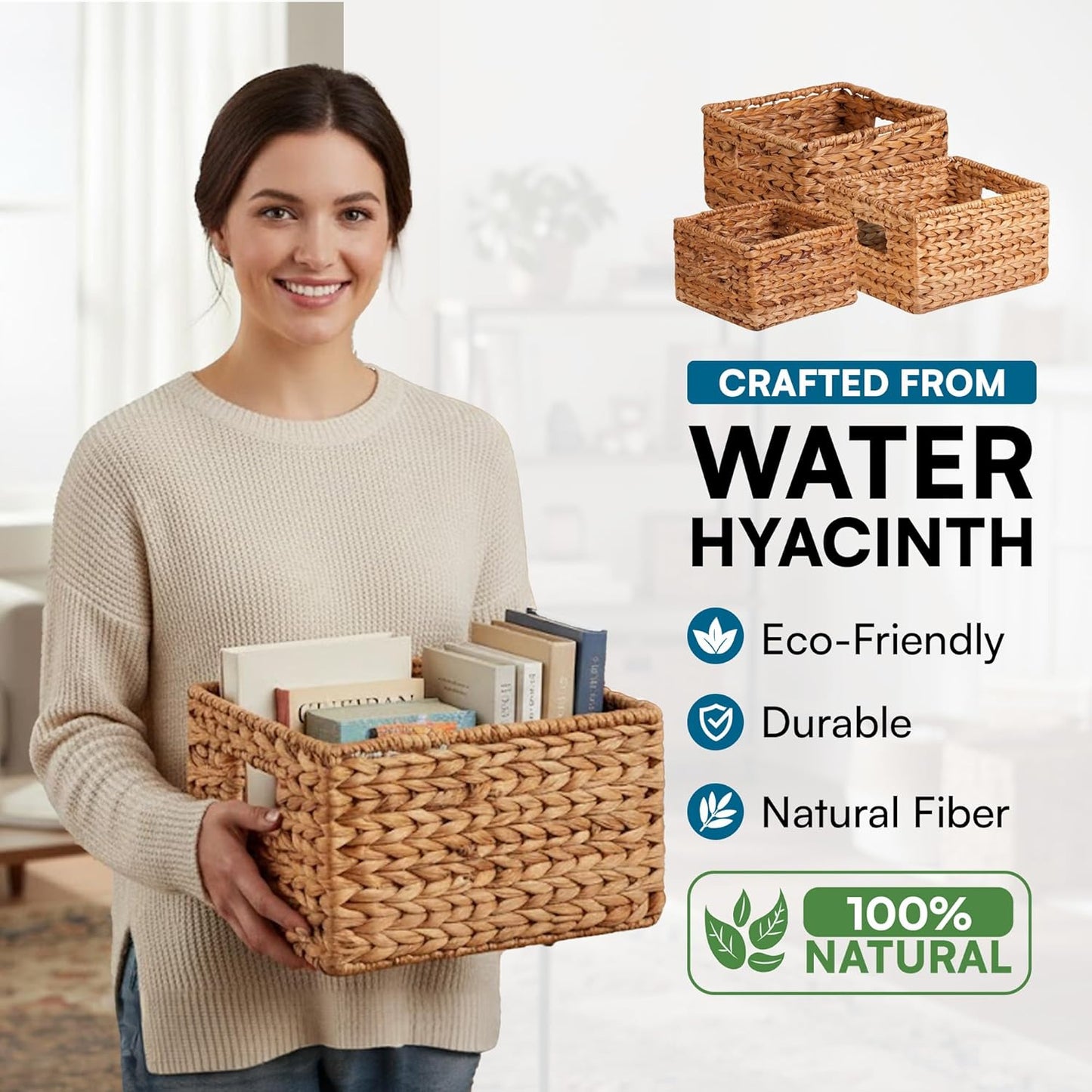 STO-02882 Nesting Banana Leaf Baskets, Multisize, 3-Pack,Natural