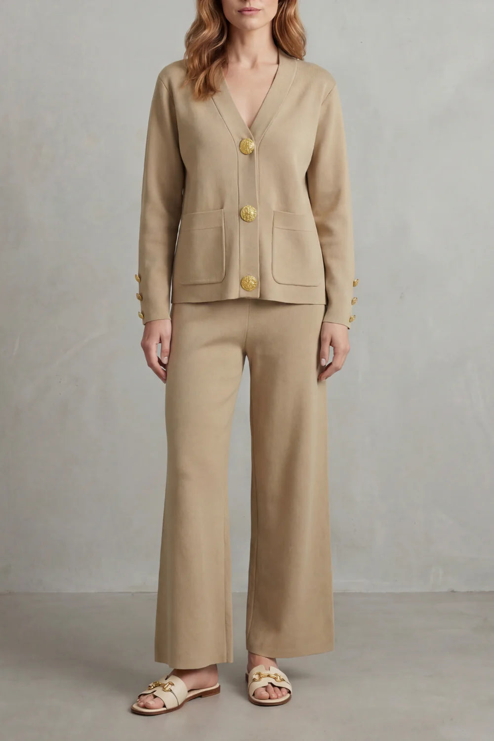 Gold Button Detail – Buttoned Lounge Set
