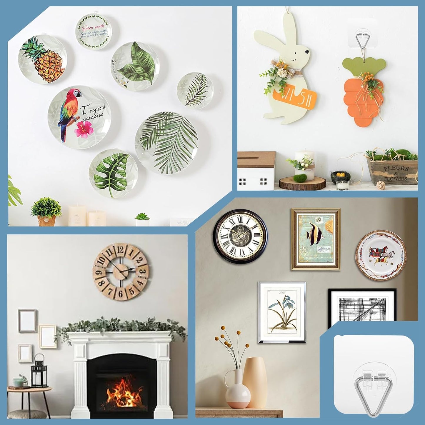 Wall Plate Hangers for Display - Invisible Adhesive Picture Hangers for Wall - Ideal for Hanging Decorative Plates | Photo Frames | Paintings - 2.3 Inch