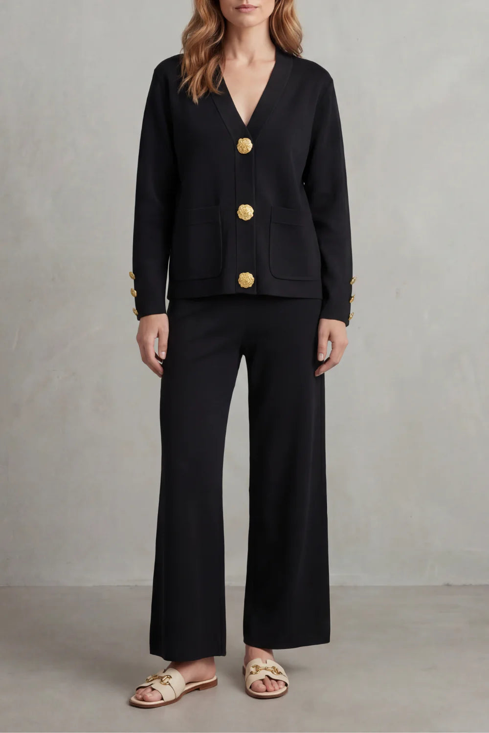 Gold Button Detail – Buttoned Lounge Set