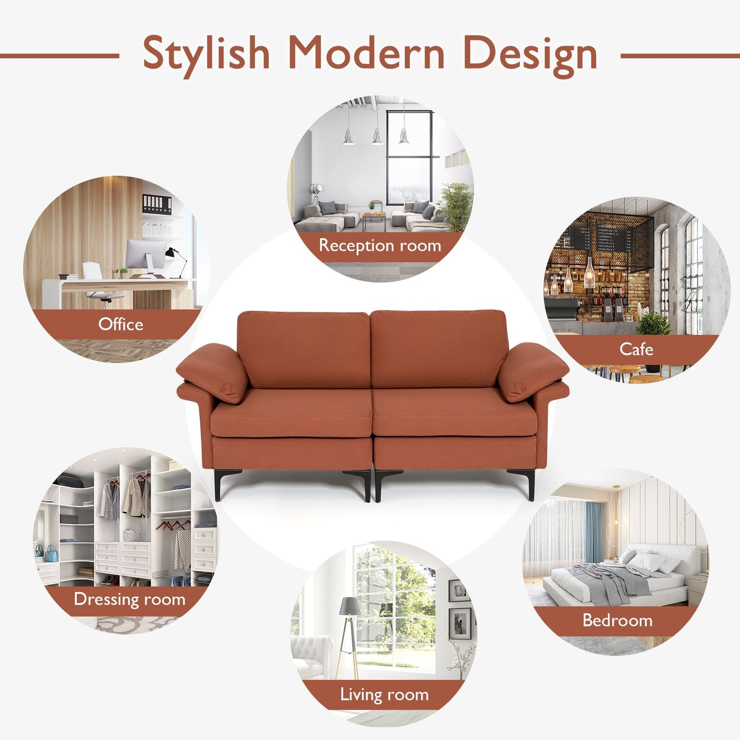 L-Shaped 2-Seater Upholstered Sectional Couch