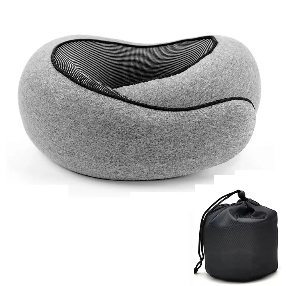 Portable Adjustable Travel Neck Pillow Memory Foam U-Shaped Pillow Snail Style Travel Neck Support Soft Noon Break Sleep Pillow