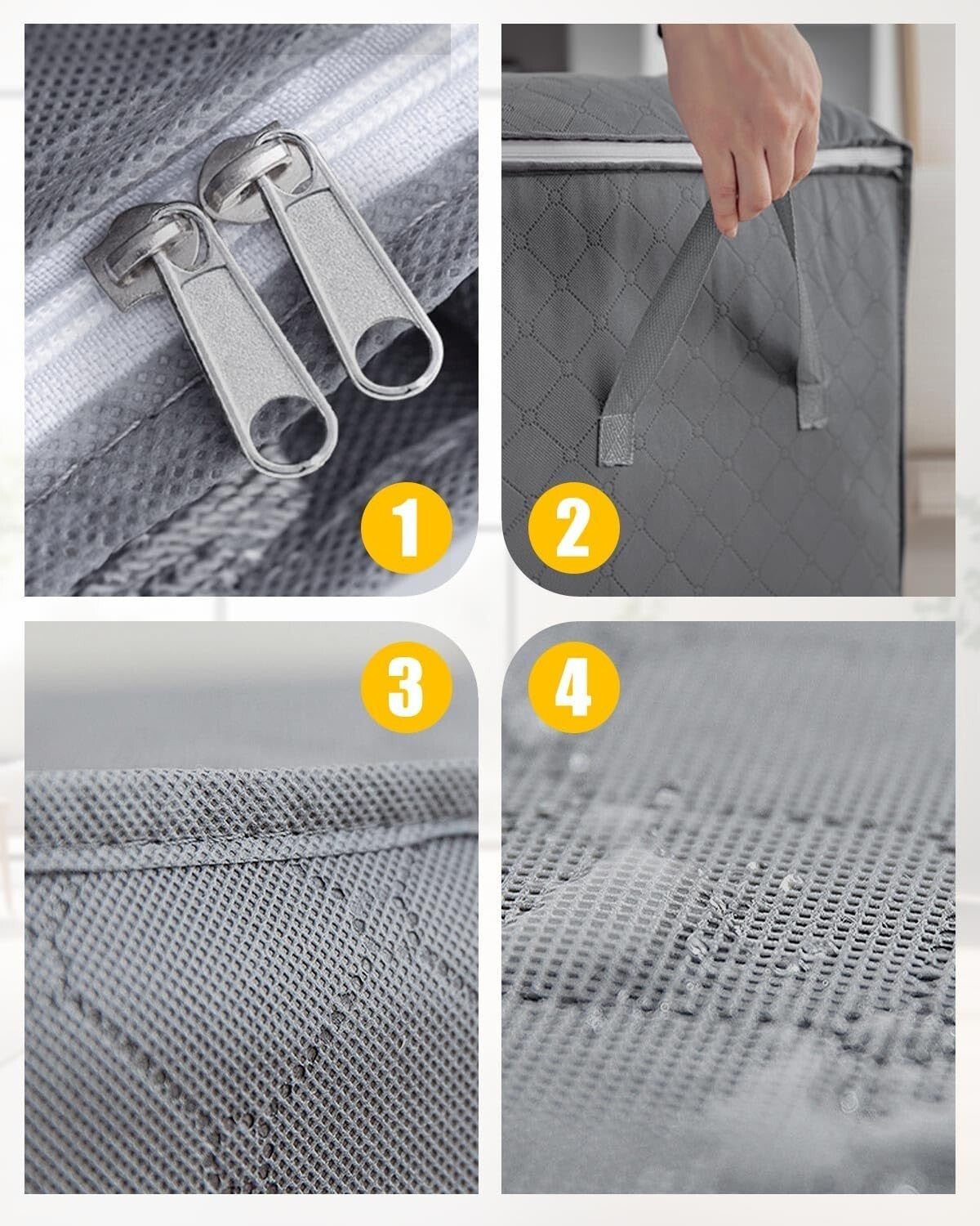 4X Clothes Storage Bags with Zips Bedroom Large Collapsible Storage Box Bedding