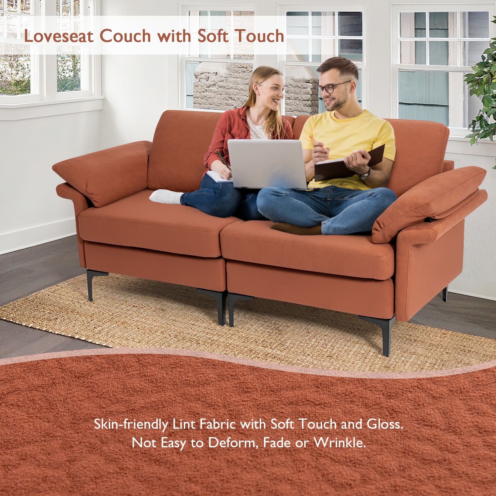 L-Shaped 2-Seater Upholstered Sectional Couch