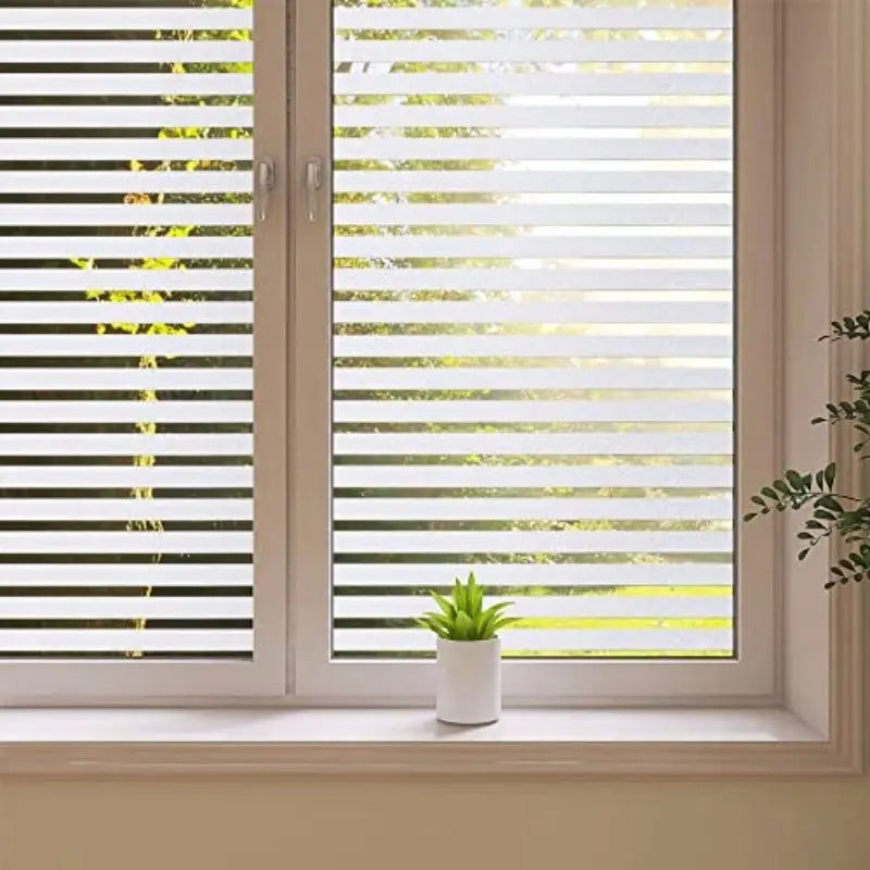 3D Striped Pattern Static Cling Window Film, 1 Count Privacy Frosted Window Sticker for Home Office Window Decor, Window Privacy Film