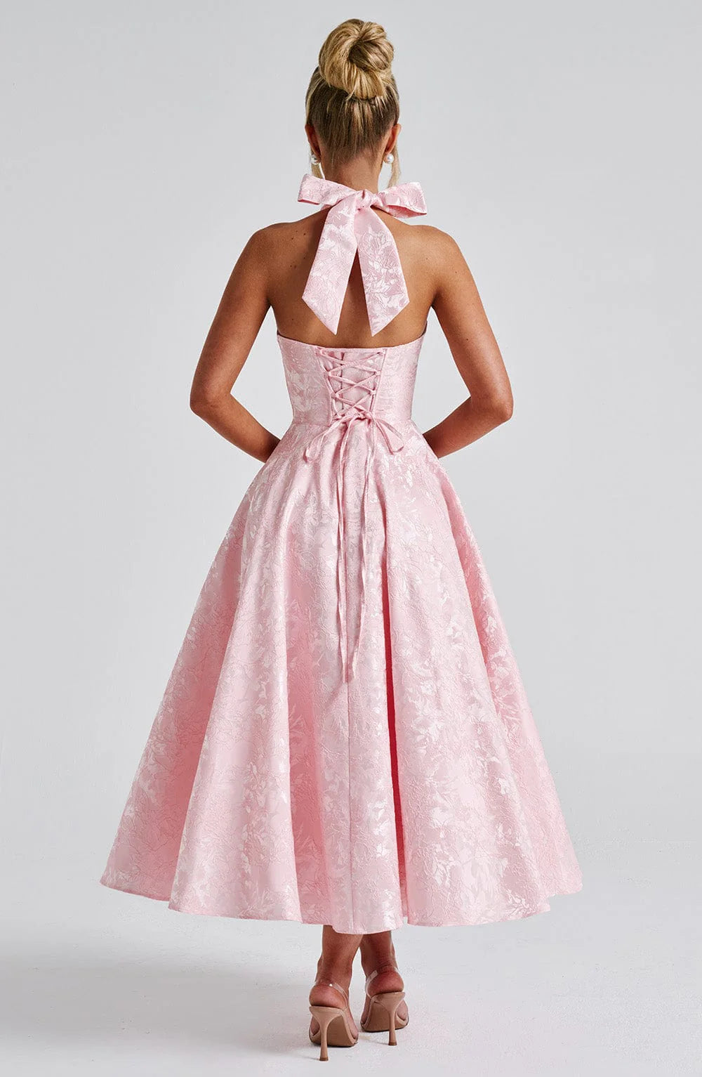 Hailey | Women Wedding Guest Halter Midi Dress