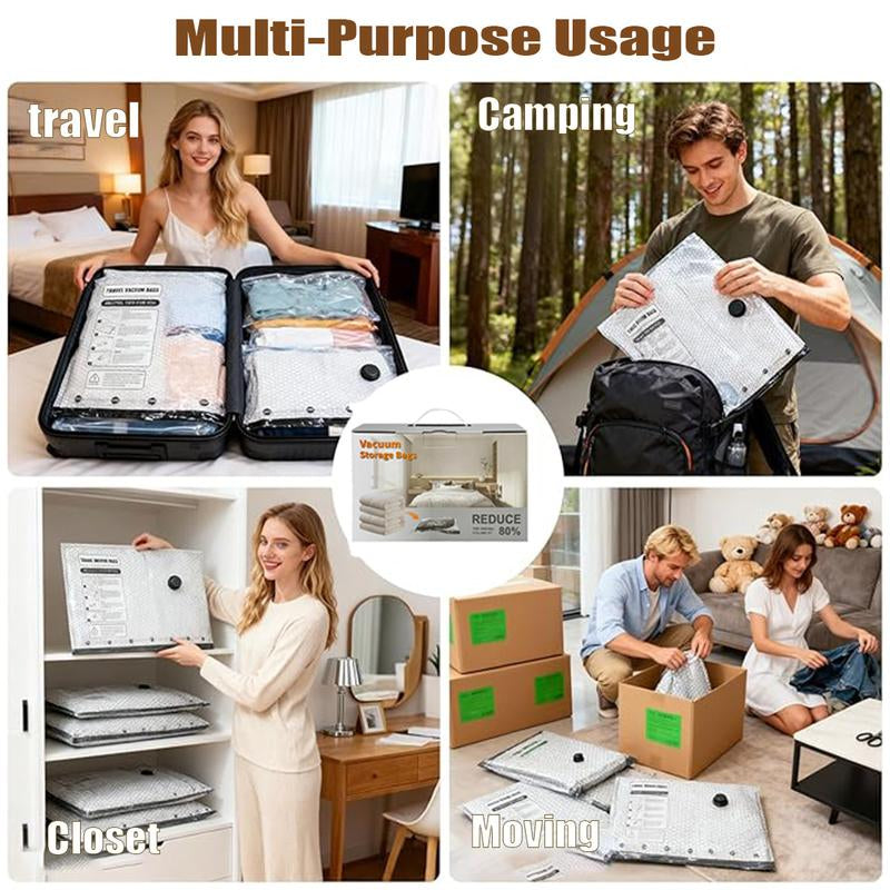 Cordless Travel Vacuum Storage Compression Bag Set – 15-Pack in 3 Sizes – 140L/Min Powerful Air Removal – USB Rechargeable Handheld Pump with Built-In Battery – Waterproof & Reusable Space Saver for Clothes & Packing, Perfect for Carry-On Suitcases