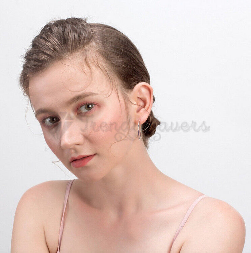 18Ct Gold Plated Silver Stainless Steel Seamless Large Small Thin Hoop Earrings