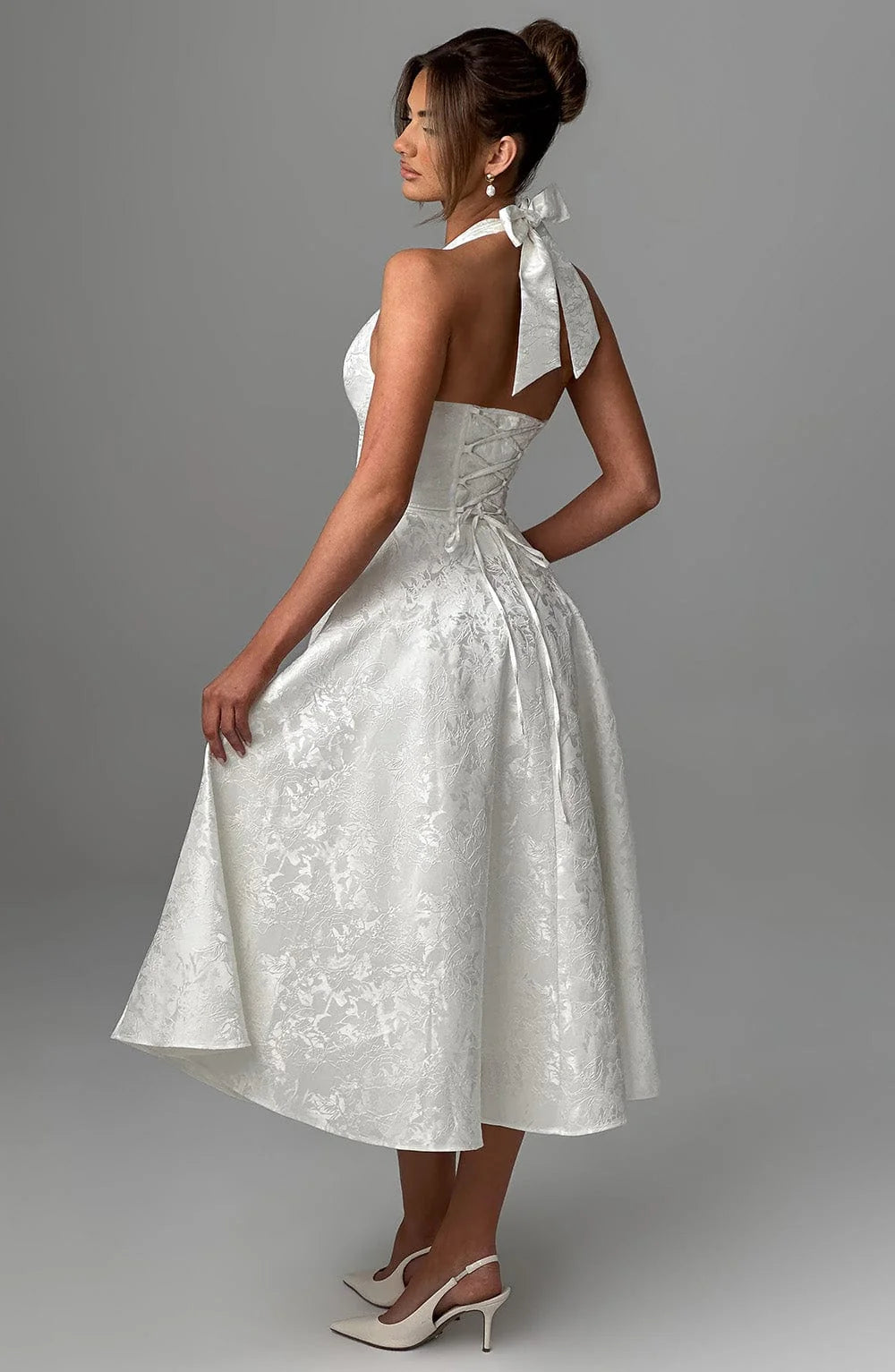 Hailey | Women Wedding Guest Halter Midi Dress
