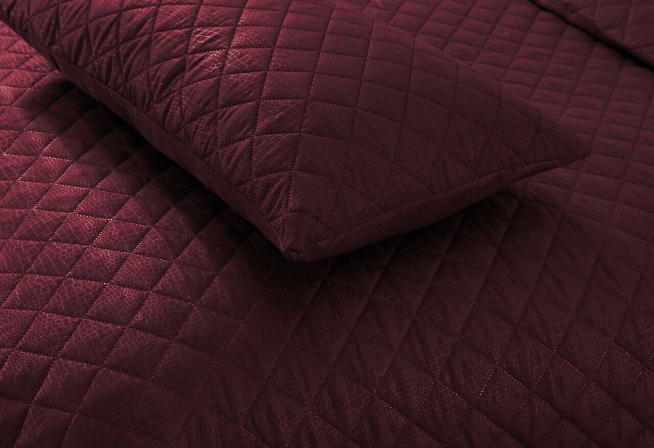LUXURY EMBOSSED QUILTED BEDSPREAD SOFA THROW 3Pcs BEDDING SET COMFORTER DOUBLE
