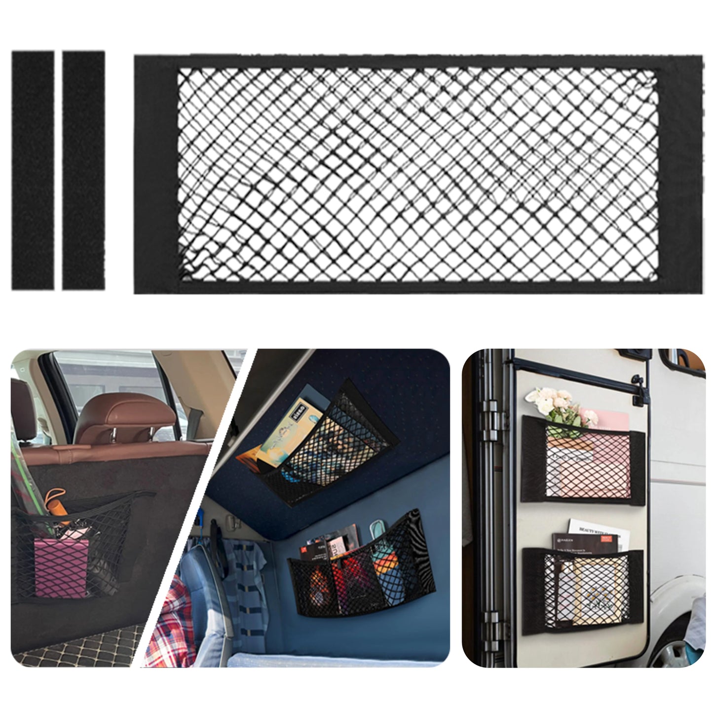 Car Storage Mesh Bag Stretchable RV Storage Net Wall Sticker Storage Bag Suitable for Car Trunk Storage and Home Storage