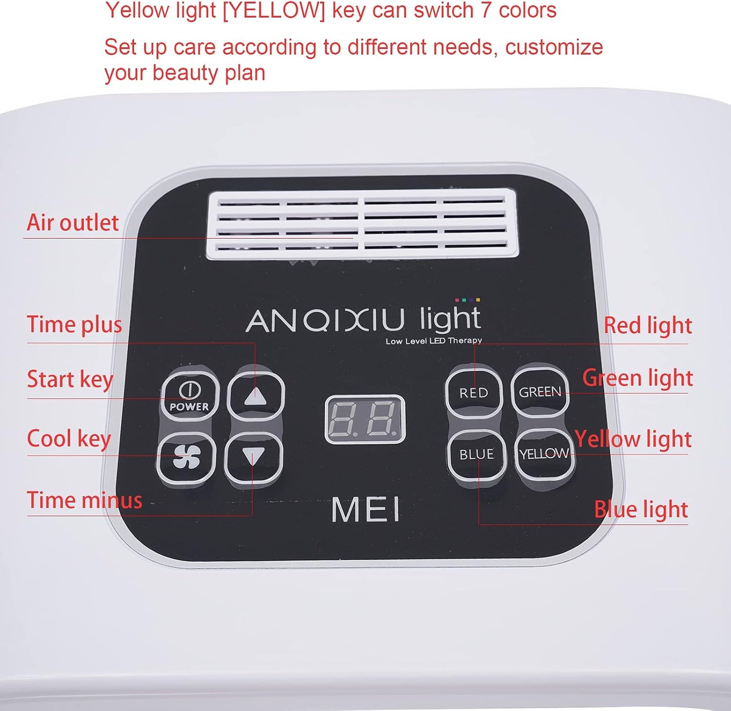 7 Colour LED Face Light Therapy Mask, Portable LED Face Mask, Skincare Facial Machine, Red Light Therapy Lamp for Face & Body Wrinkle Removal Anti-Aging Skin Rejuvenation Facial Care