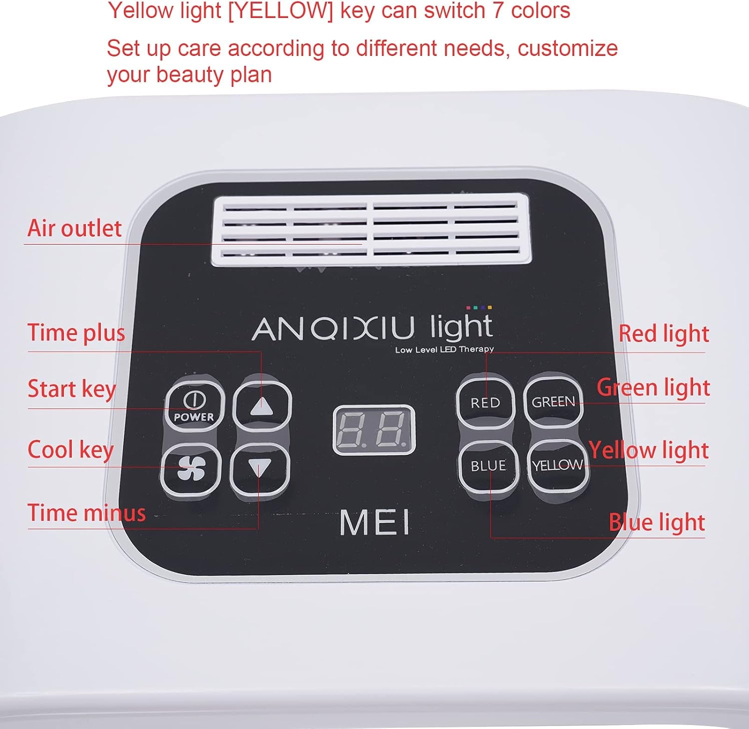 7 Colour LED Face Light Therapy Mask, Portable LED Face Mask, Skincare Facial Machine, Red Light Therapy Lamp for Face & Body Wrinkle Removal Anti-Aging Skin Rejuvenation Facial Care