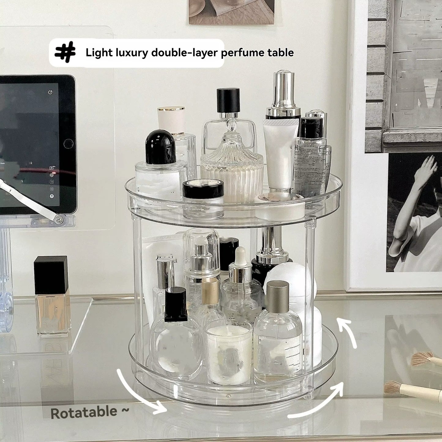 1Pc/Kitchen Rack Transparent Rotating Storage Rack Spice Storage Condiment Storage Multi-Layer Storage Turntable Storage Rack