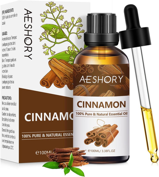 100% Pure Natural Cinnamon Essential Oil 100ml for Aromatherapy, Diffusers, Humidifiers, Home Cleaning, Skin Care, and Breath Freshening