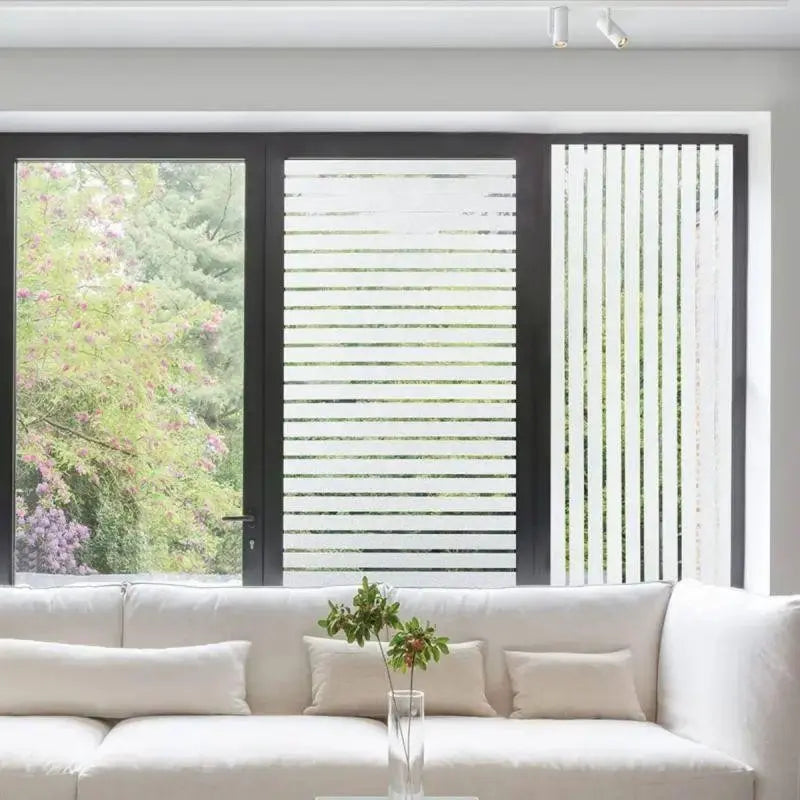 3D Striped Pattern Static Cling Window Film, 1 Count Privacy Frosted Window Sticker for Home Office Window Decor, Window Privacy Film