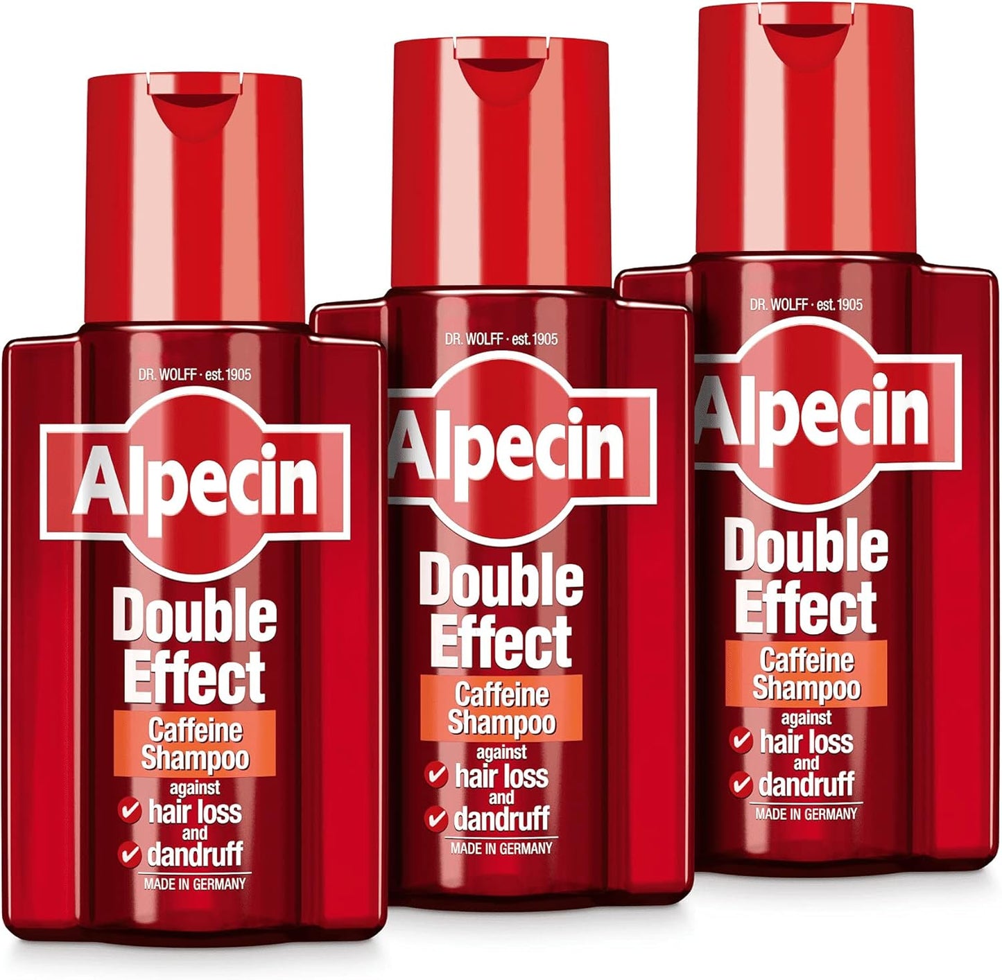 Double Effect Shampoo 3X 200ml | Anti-Dandruff and Natural Hair Growth Formula | Energizing Treatment for Strong Hair | Men's Hair Care, Made in Germany