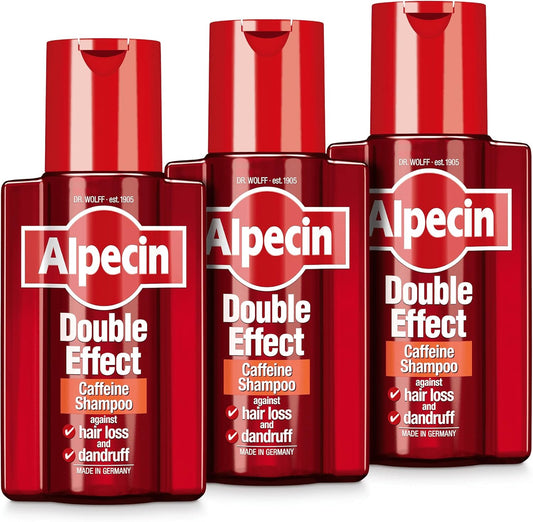 Double Effect Shampoo 3X 200ml | Anti-Dandruff and Natural Hair Growth Formula | Energizing Treatment for Strong Hair | Men's Hair Care, Made in Germany