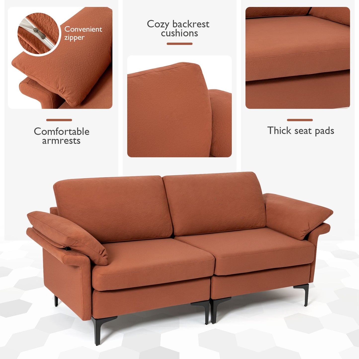 L-Shaped 2-Seater Upholstered Sectional Couch