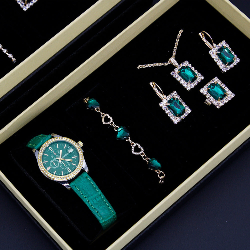 Women'S Five-Piece Square Jewelry Watch
