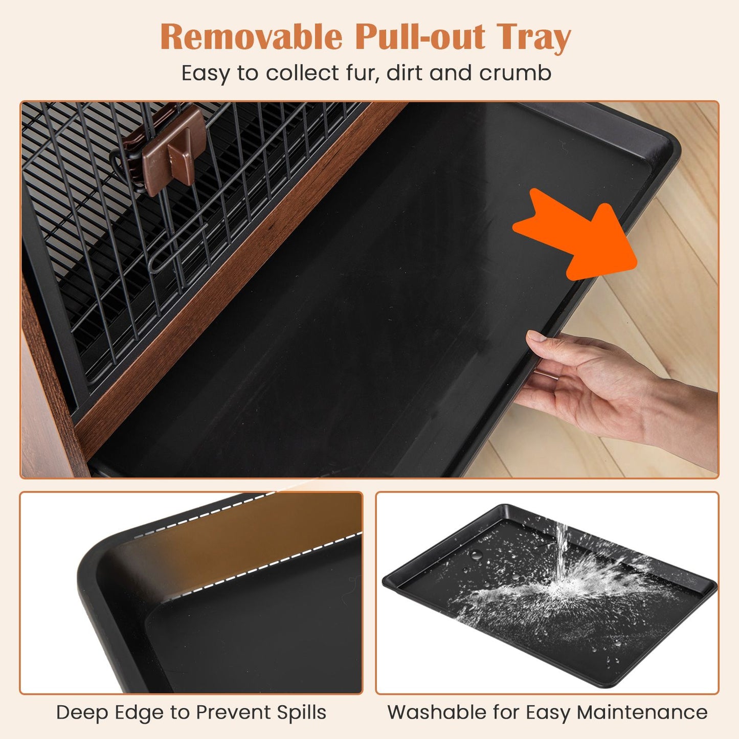 Indoor Dog Crate Furniture with Removable Tray and Lockable Door