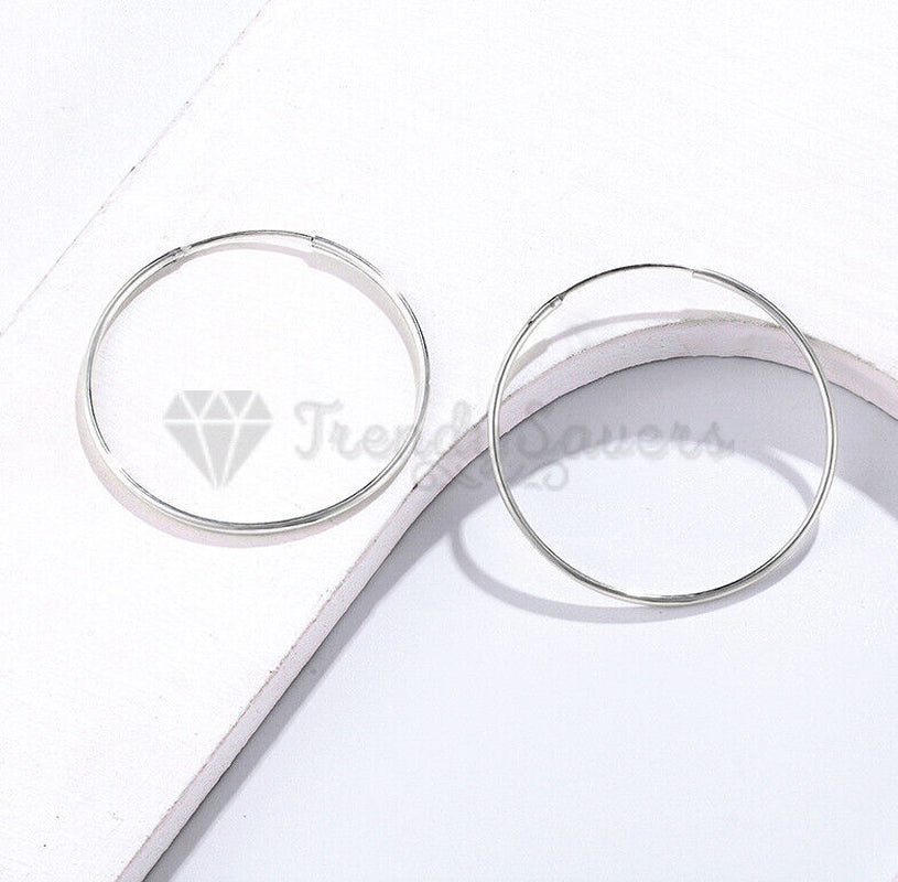 18Ct Gold Plated Silver Stainless Steel Seamless Large Small Thin Hoop Earrings