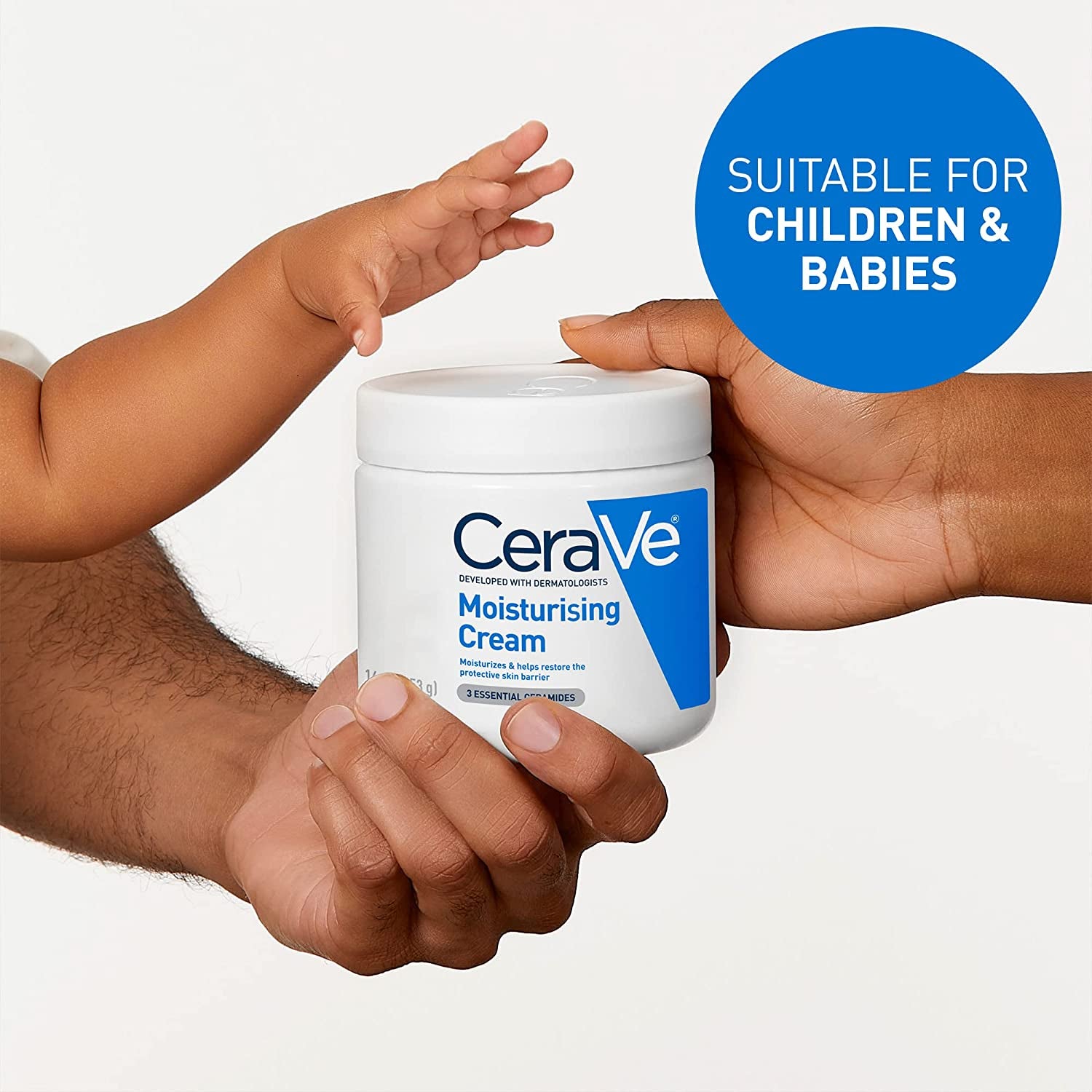 Moisturizing Cream for Face and Body with Essential Ceramides and Hyaluronic Acid, Ideal for Dry to Very Dry Skin, Dermatologist Developed, Fragrance-Free, 454g/16oz
