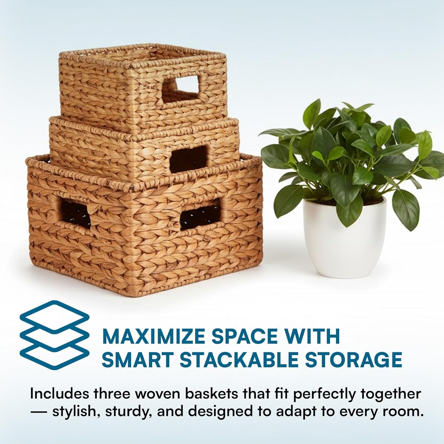 STO-02882 Nesting Banana Leaf Baskets, Multisize, 3-Pack,Natural