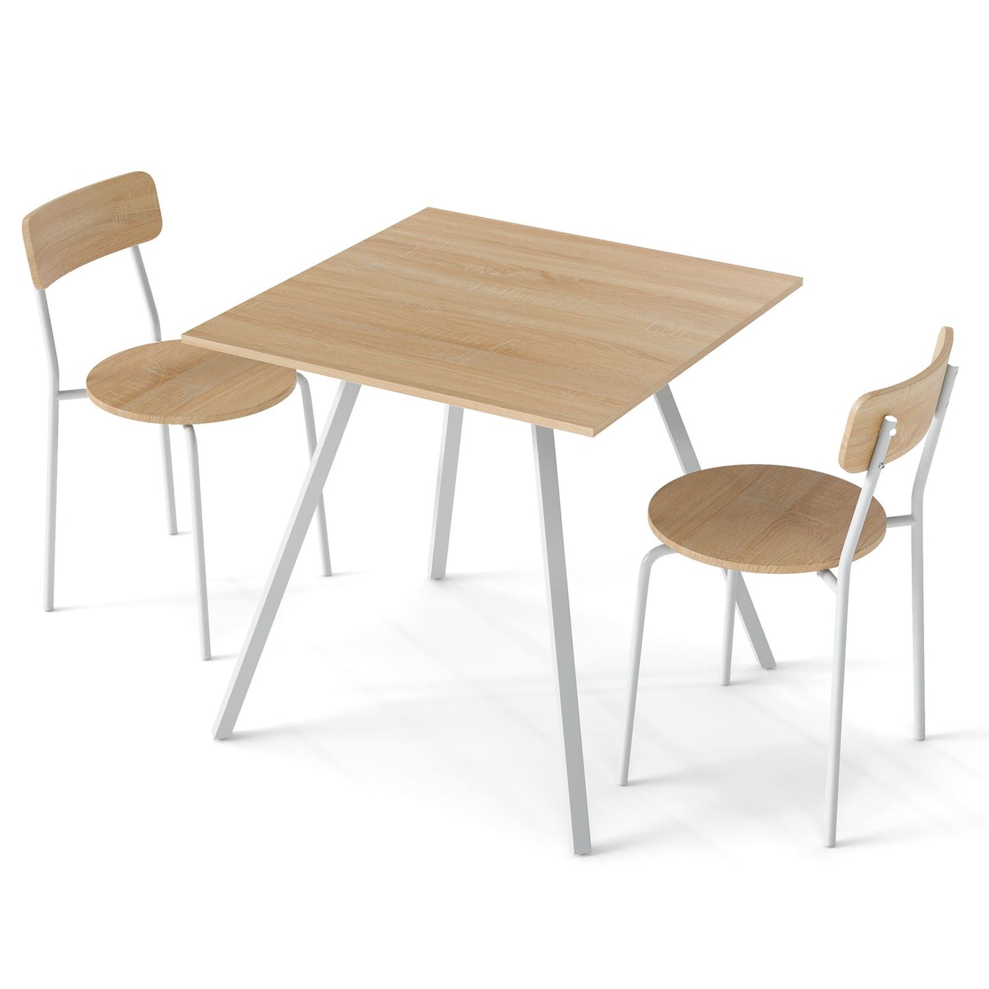 3-Piece Kitchen Dining Room Furniture with Metal Frame and Adjustable Foot Pads