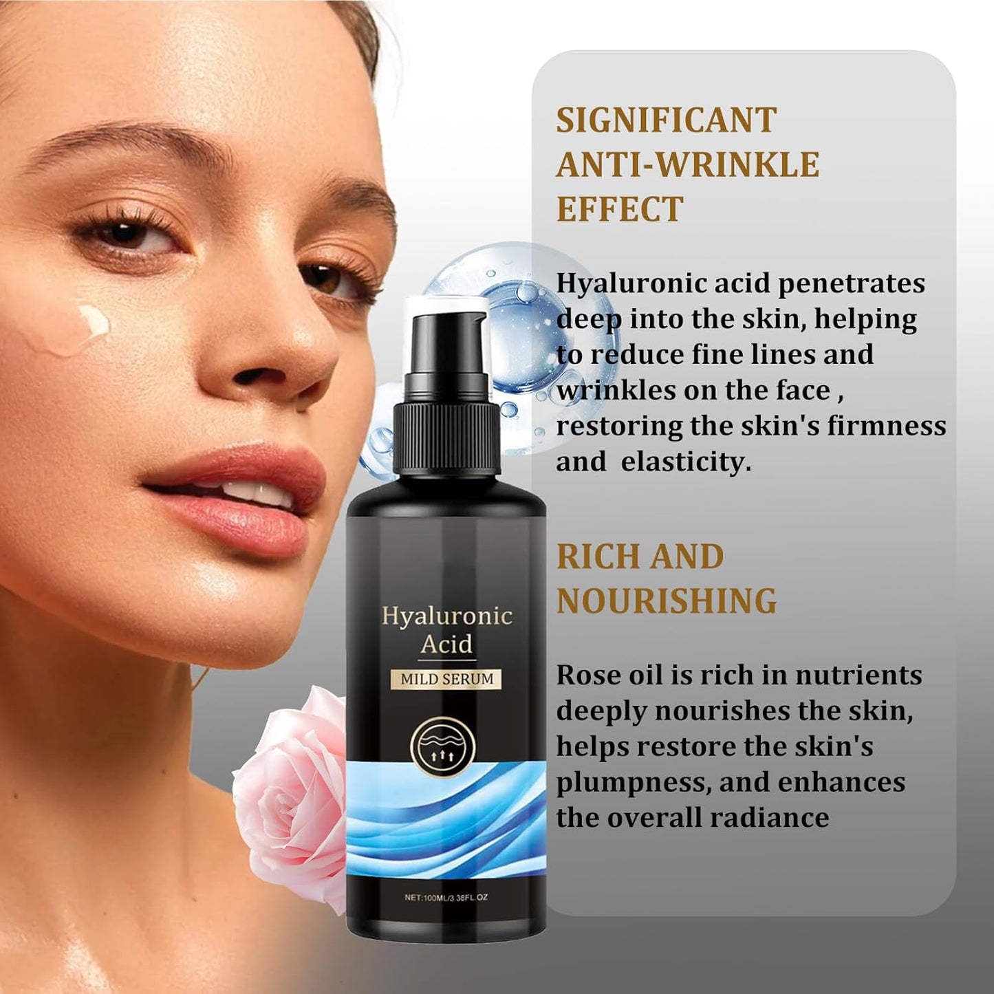 Hyaluronic Acid Serum 100ML - Hyaluronic Acid Serum for Face - anti Wrinkle&Ageing Face Serum Intense Hydration Moisture - Serum F-Ace Skincare for a Rejuvenated Skin - Dark Spot Correcting Glow Serum