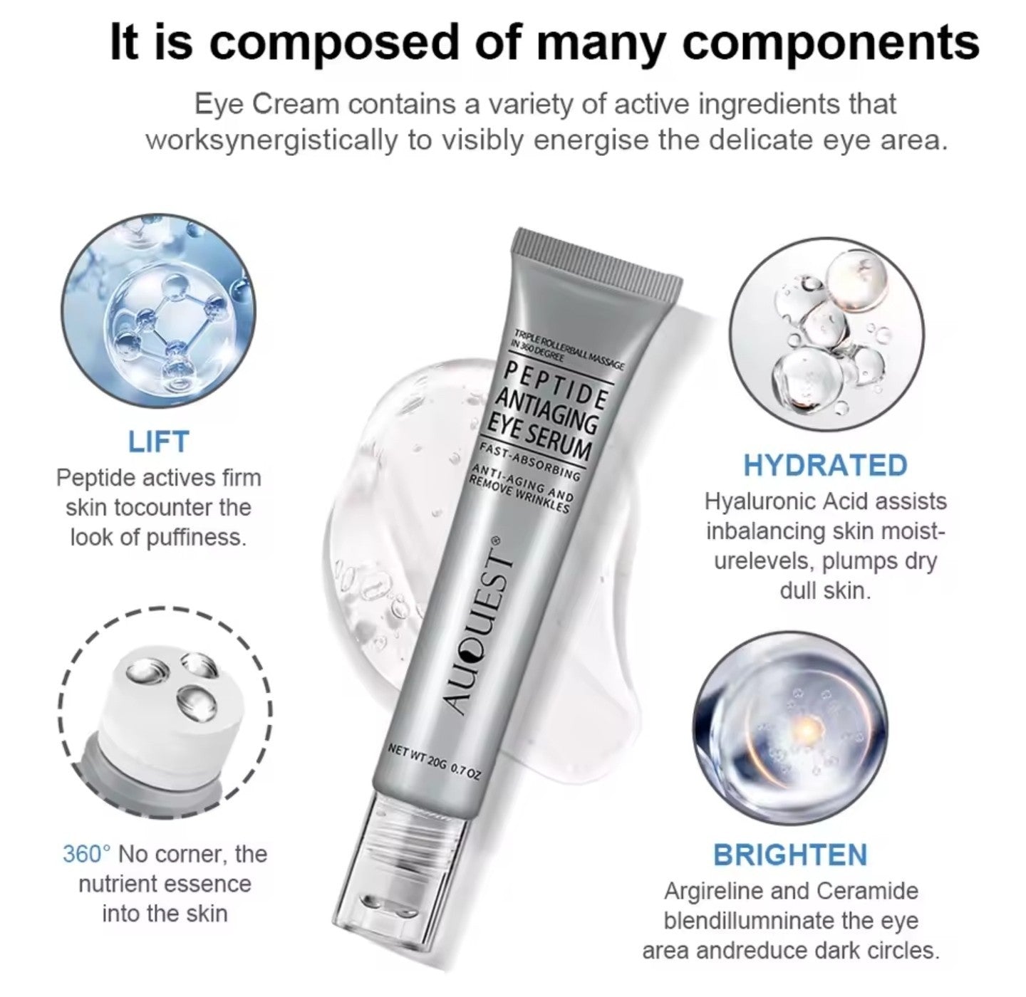 Instant Remove Wrinkle Eye Cream Eye Bags Dark Circles anti Puffiness Firm Serum