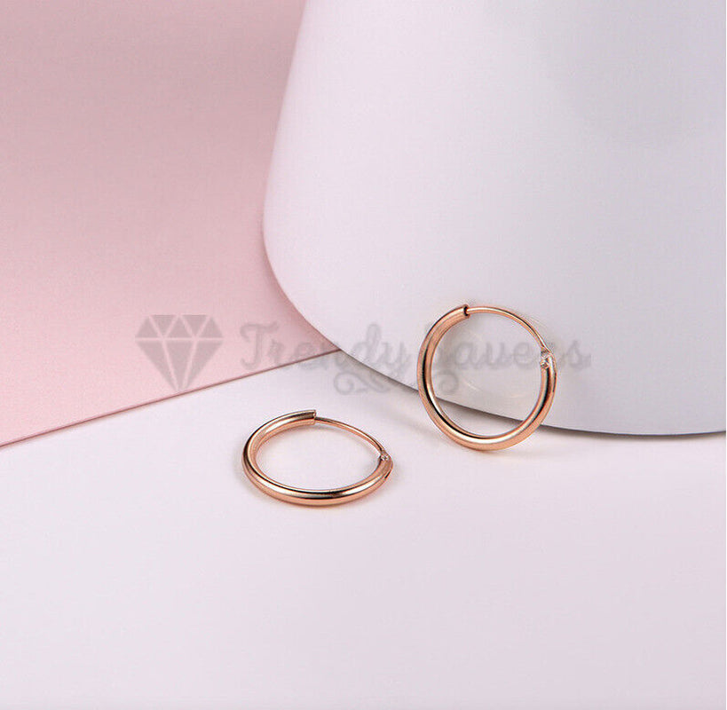 18Ct Gold Plated Silver Stainless Steel Seamless Large Small Thin Hoop Earrings