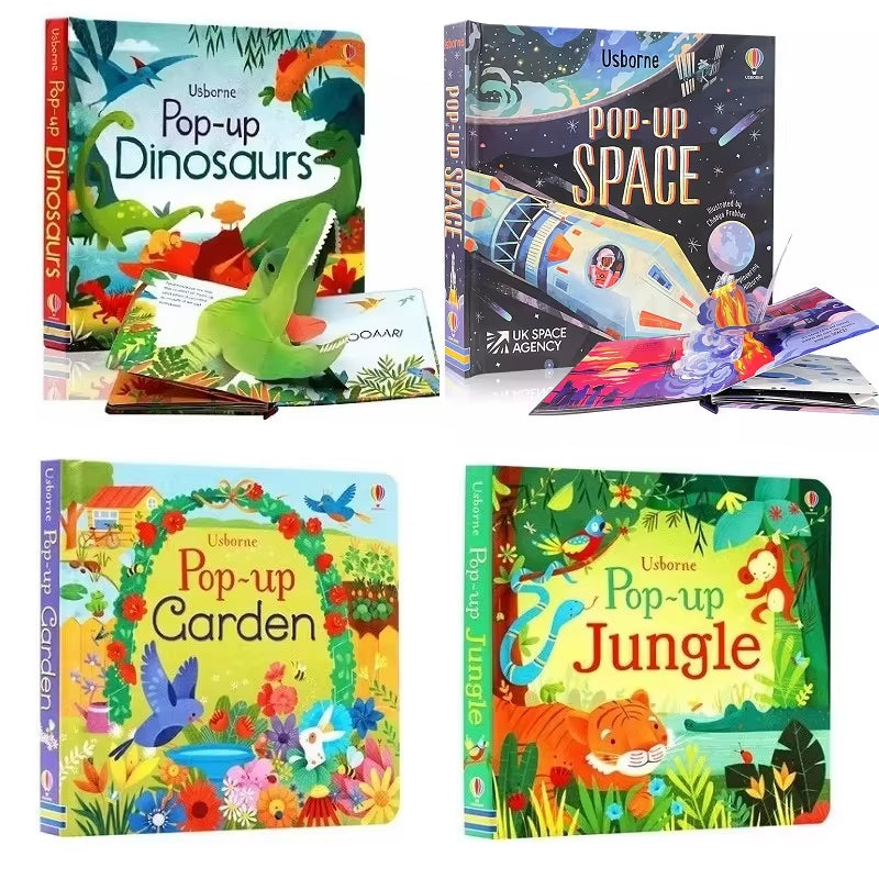 Usborne Pop up Dinosaurs/Jungle/Garden 3D Flap Picture English Book - Baby Children Educational Learning Book