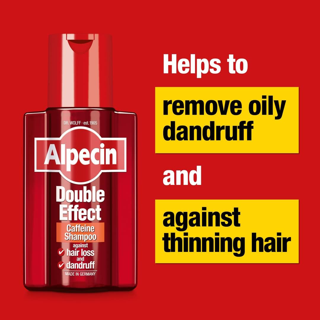 Double Effect Shampoo 3X 200ml | Anti-Dandruff and Natural Hair Growth Formula | Energizing Treatment for Strong Hair | Men's Hair Care, Made in Germany