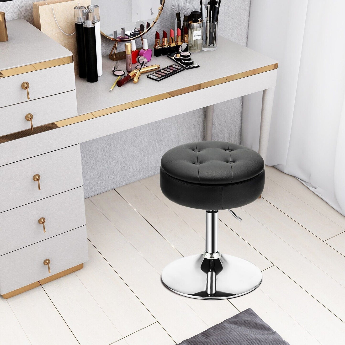 360° Swivel Vanity Stool with Removable Tray Lid
