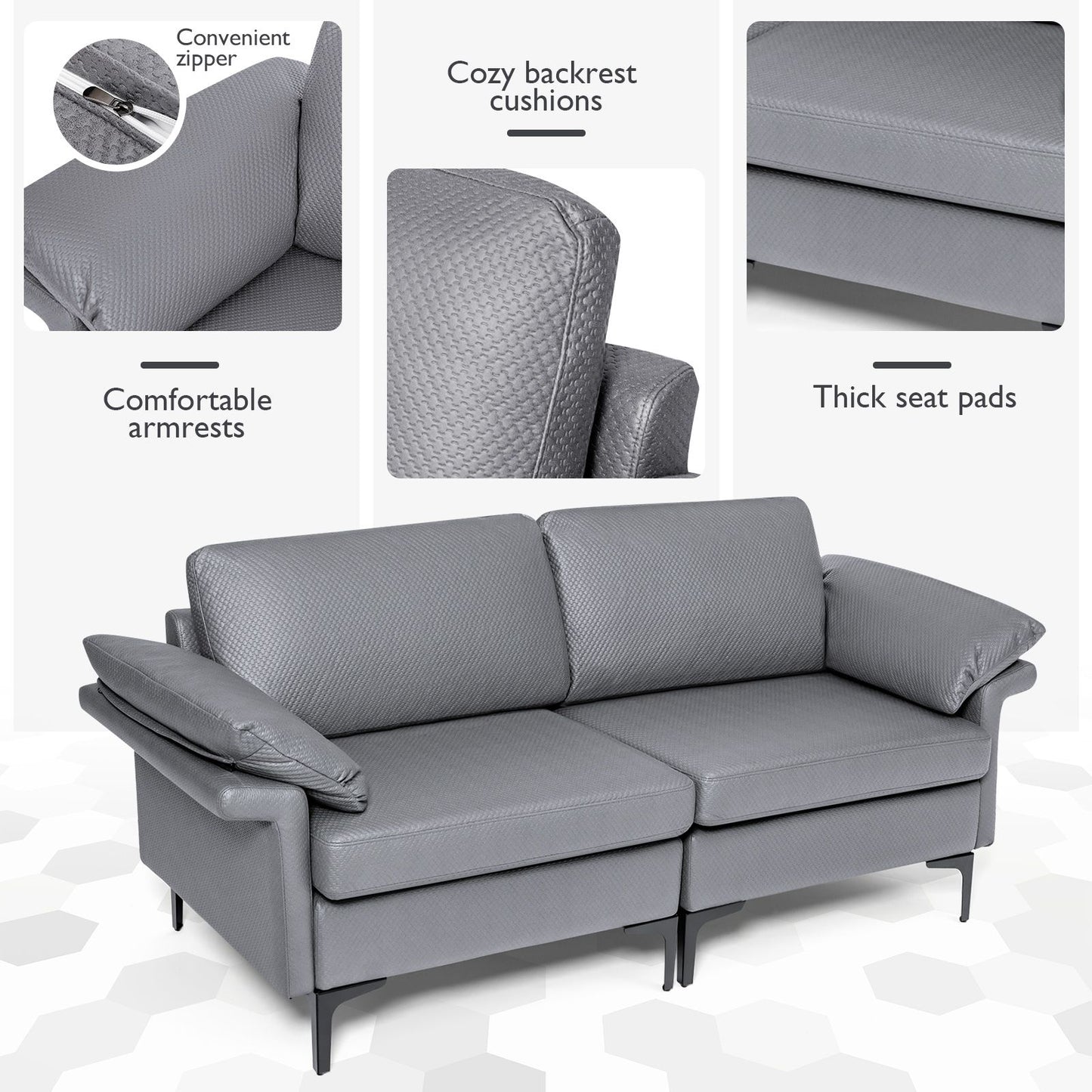 L-Shaped 2-Seater Upholstered Sectional Couch