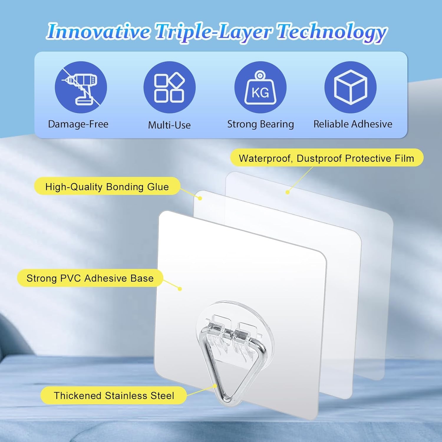 Wall Plate Hangers for Display - Invisible Adhesive Picture Hangers for Wall - Ideal for Hanging Decorative Plates | Photo Frames | Paintings - 2.3 Inch