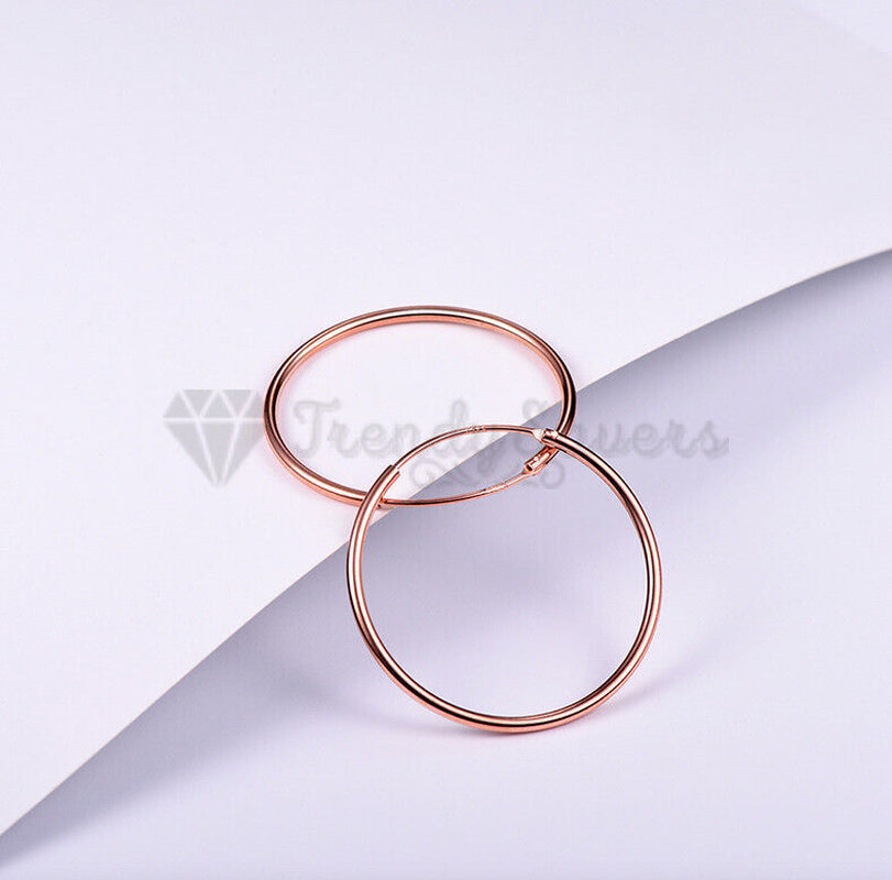 18Ct Gold Plated Silver Stainless Steel Seamless Large Small Thin Hoop Earrings