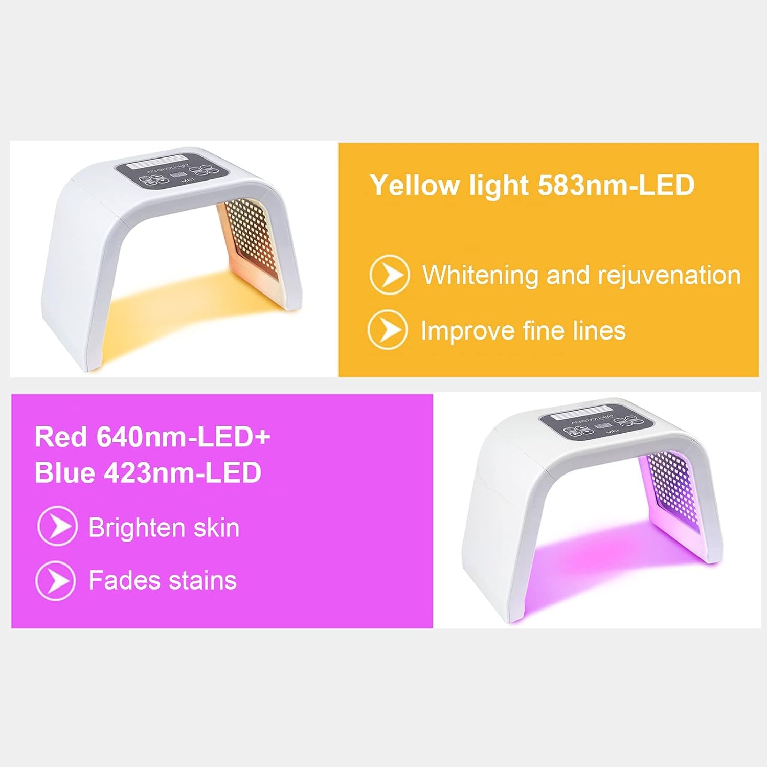 7 Colour LED Face Light Therapy Mask, Portable LED Face Mask, Skincare Facial Machine, Red Light Therapy Lamp for Face & Body Wrinkle Removal Anti-Aging Skin Rejuvenation Facial Care