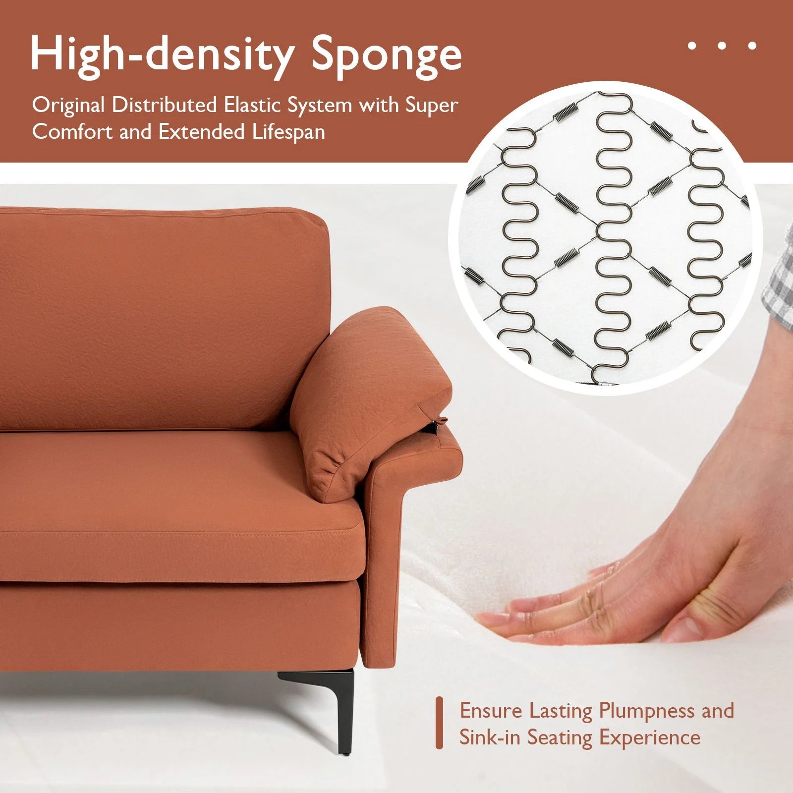 L-Shaped 2-Seater Upholstered Sectional Couch
