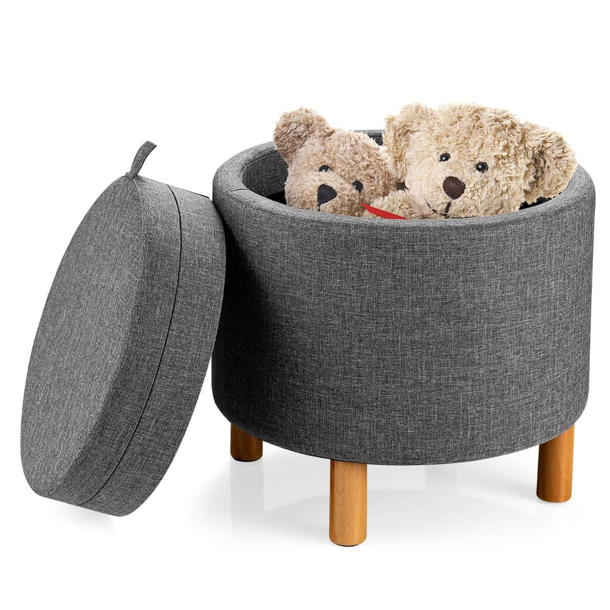 Modern round Padded Storage Ottoman with Hidden Storage Space
