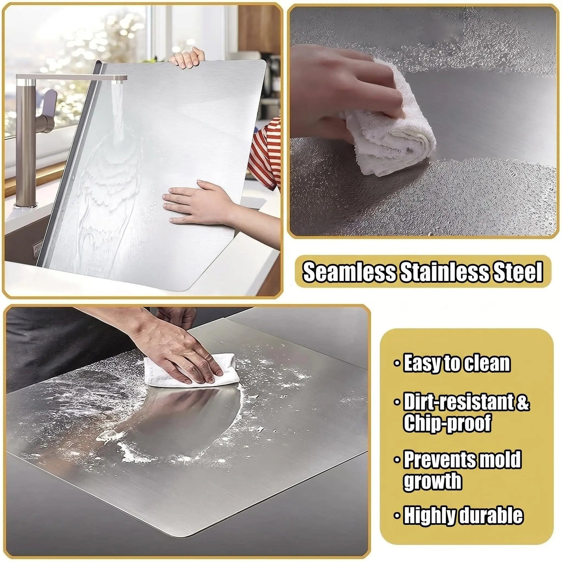 Large Non-Slip Stainless Steel Cutting Board — Stainless Steel Non-Slip Cutting Board, Kitchen Cutting Board, Kitchen Accessories, Household Gadgets