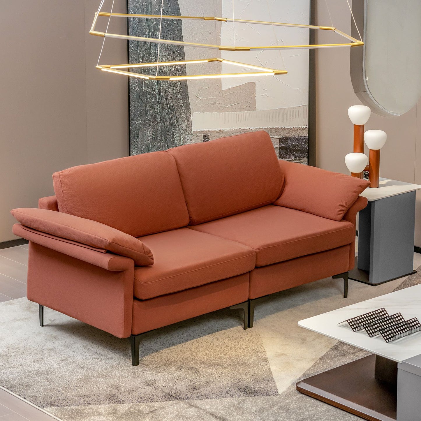 L-Shaped 2-Seater Upholstered Sectional Couch