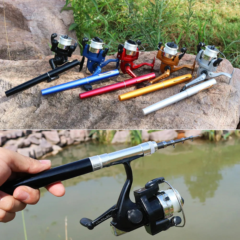 Five Colors Fishing Rod Reel Combo Ultra Lightweight 1.0M Mini Telescopic Pocket Pen Fishing Rod Pole + Reel Pesca