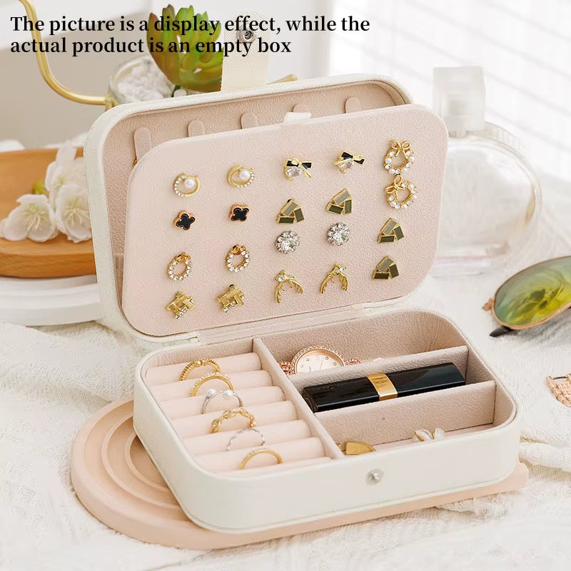 1Pc Portable Jewelry Box Jewelry Organizer Display Travel Jewelry Case Boxes Button Leather Storage Earrings Necklace Display