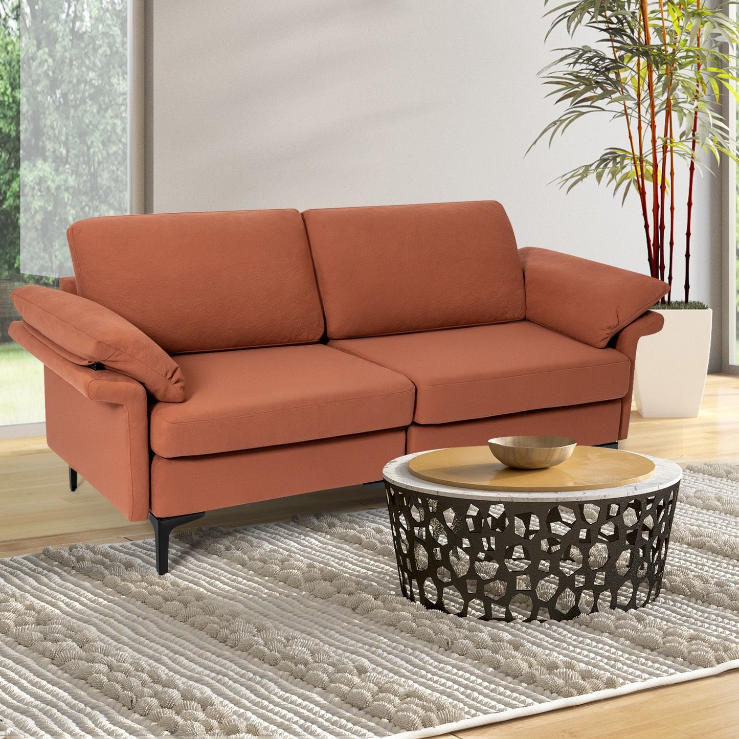 L-Shaped 2-Seater Upholstered Sectional Couch