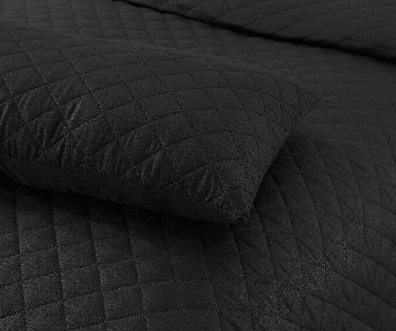 LUXURY EMBOSSED QUILTED BEDSPREAD SOFA THROW 3Pcs BEDDING SET COMFORTER DOUBLE