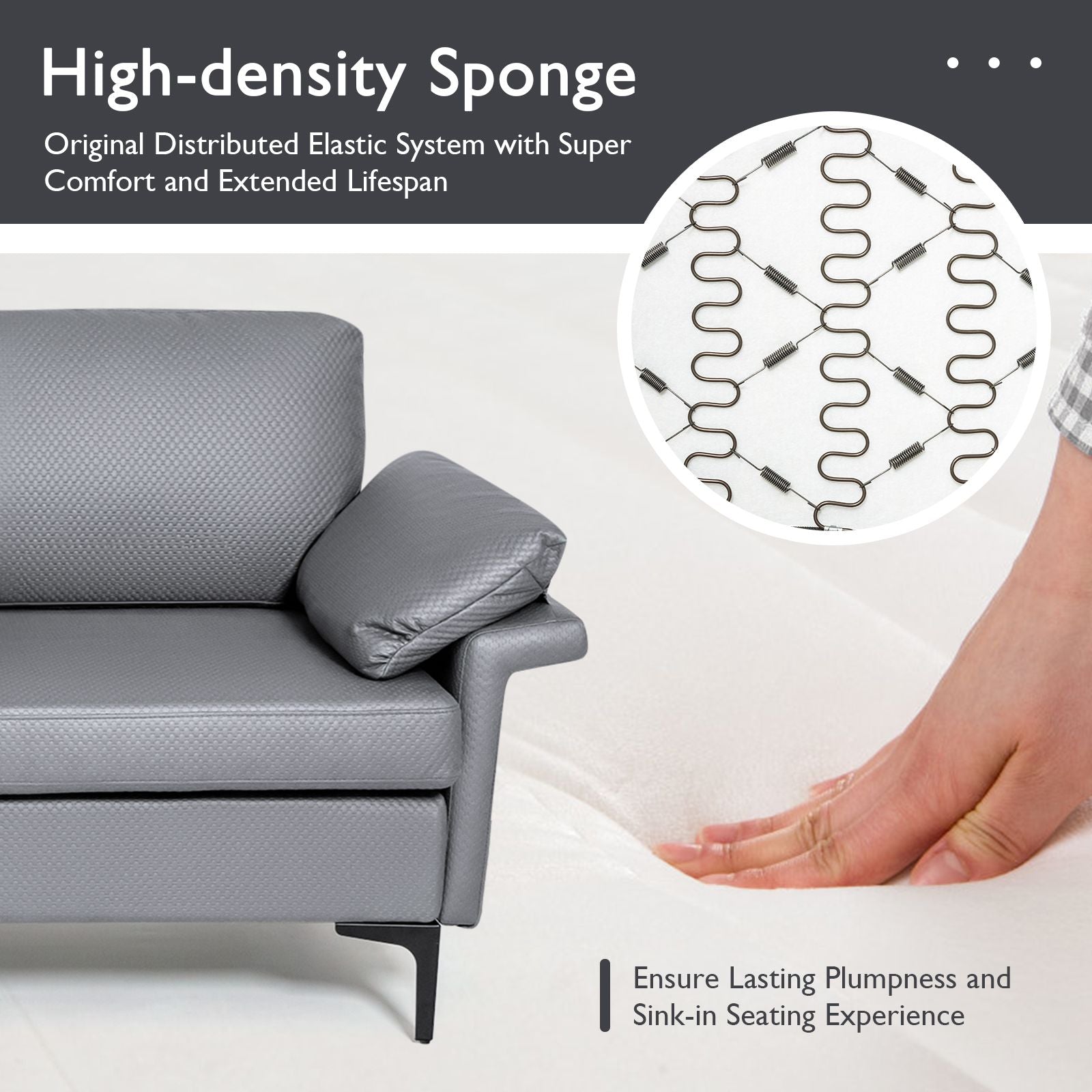 L-Shaped 2-Seater Upholstered Sectional Couch