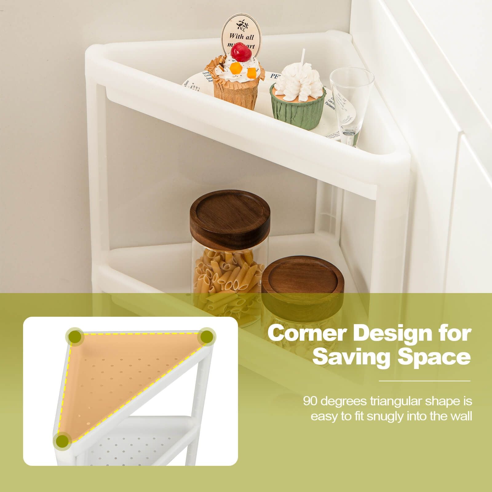 2 Pack 3-Tier Floor Corner Storage Racks with Drainage Holes