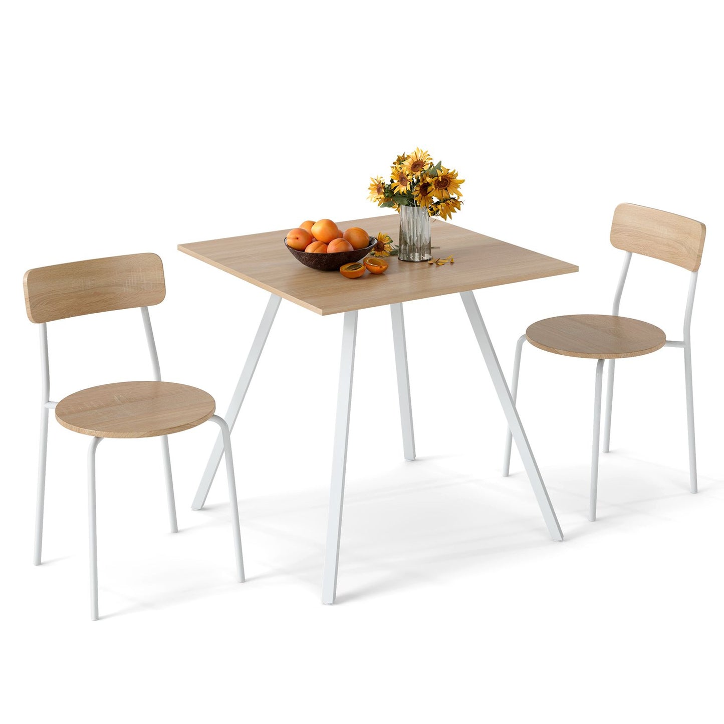 3-Piece Kitchen Dining Room Furniture with Metal Frame and Adjustable Foot Pads